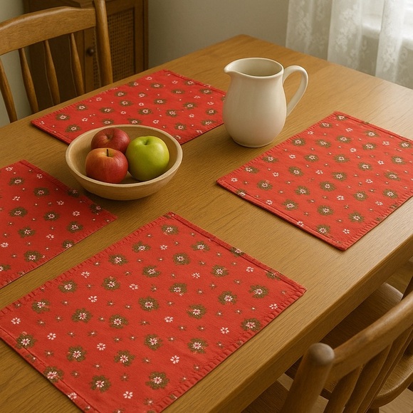 Vintage Other - CHRISTMAS Wreath Resversible Set of Four Vintage Placemats